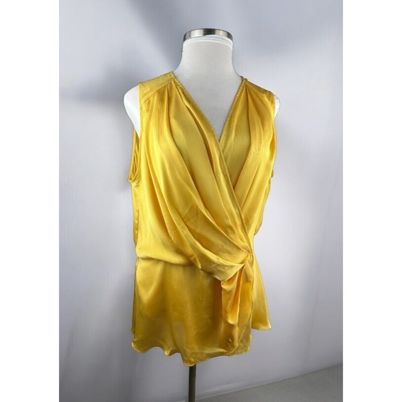 NWT Melissa McCarthy Seven7 Drape Faux Wrap Sleeveless Satin Blouse Plus Size 2X - Picture 15 of 15